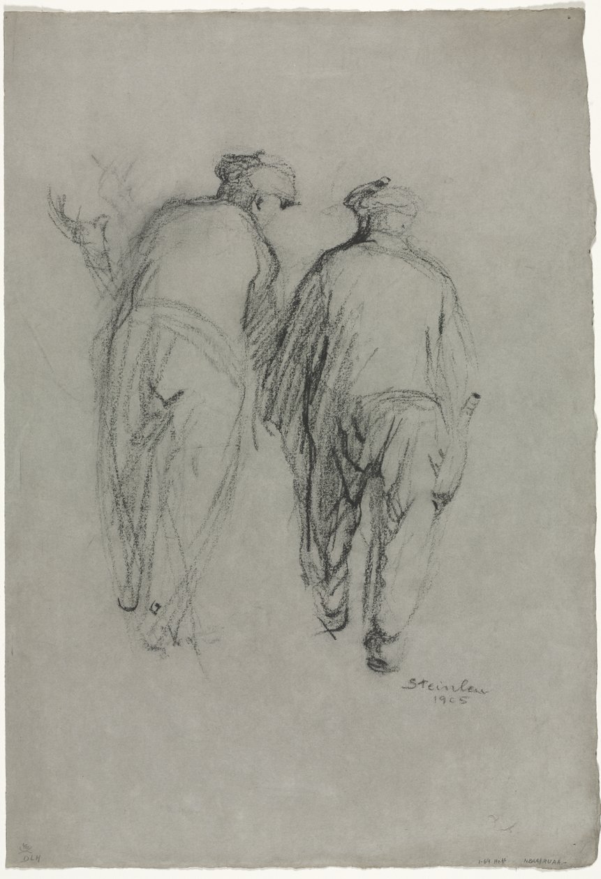 Dos hombres trabajando, vista trasera de Théophile Alexandre Steinlen