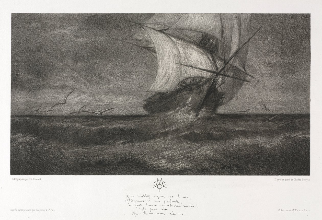 El barco fantasma, o En las olas, 1872 de Theophile Narcisse Chauvel