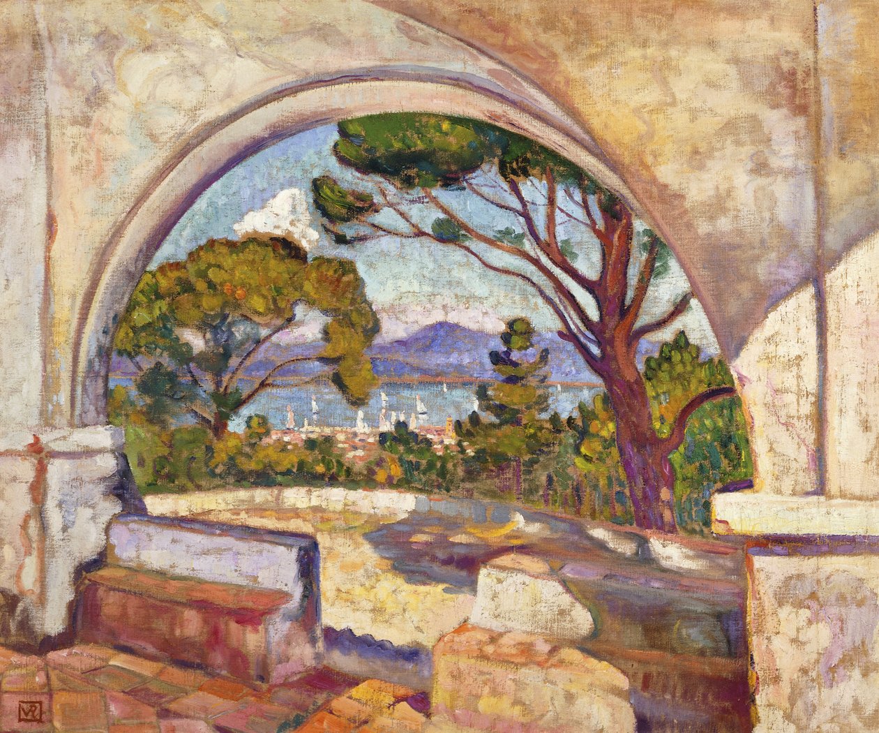 Saint Tropez, vista de la capilla St, c.1920 de Théo van Rysselberghe