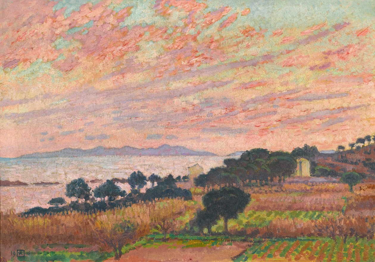 La bahía al atardecer Saint Clair, 1916 de Théo van Rysselberghe