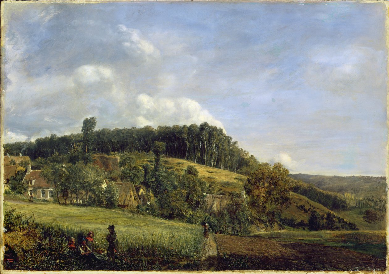 Claro del bosque cerca de un pueblo, 1833 de Pierre Etienne Theodore Rousseau