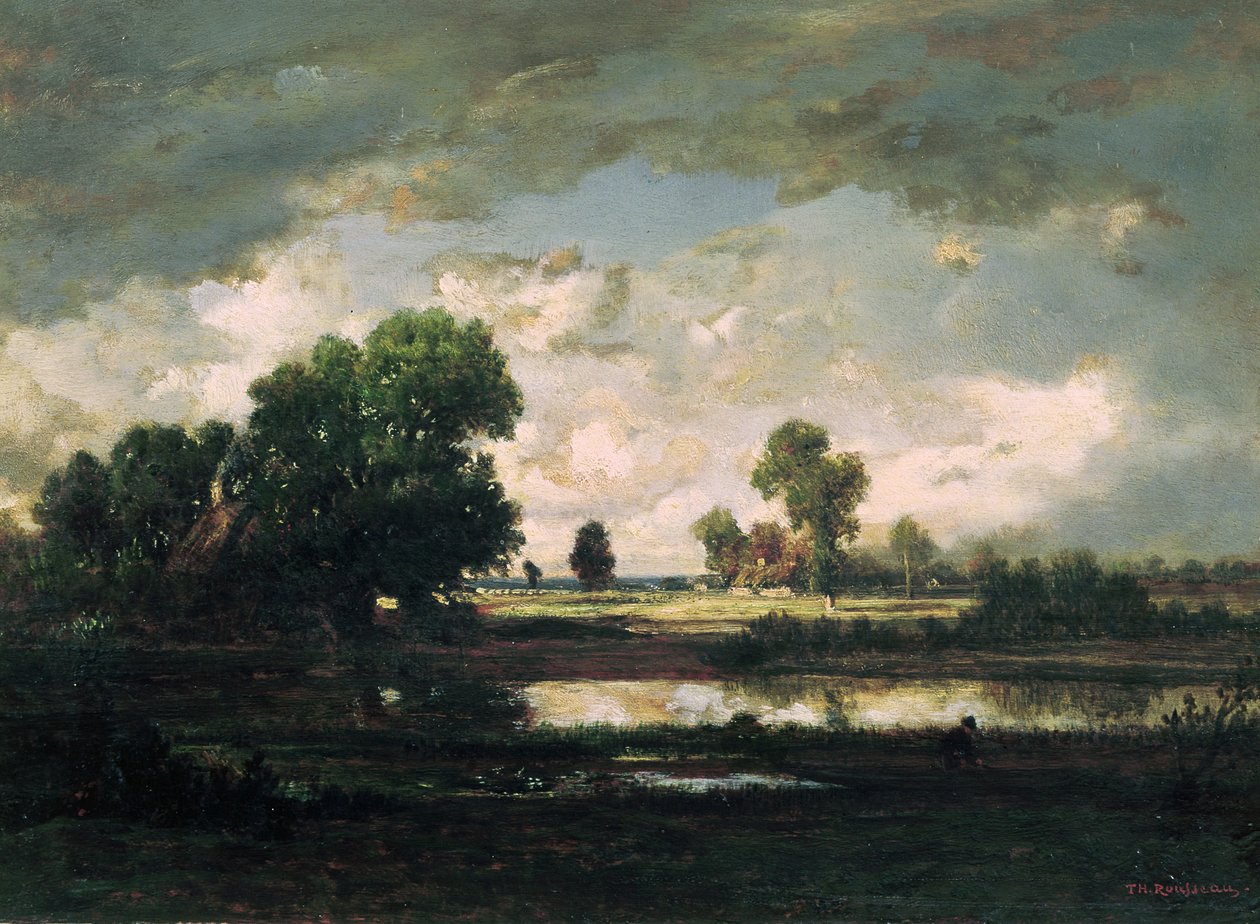 La piscina con un cielo tormentoso, c.1865-7 de Pierre Etienne Theodore Rousseau