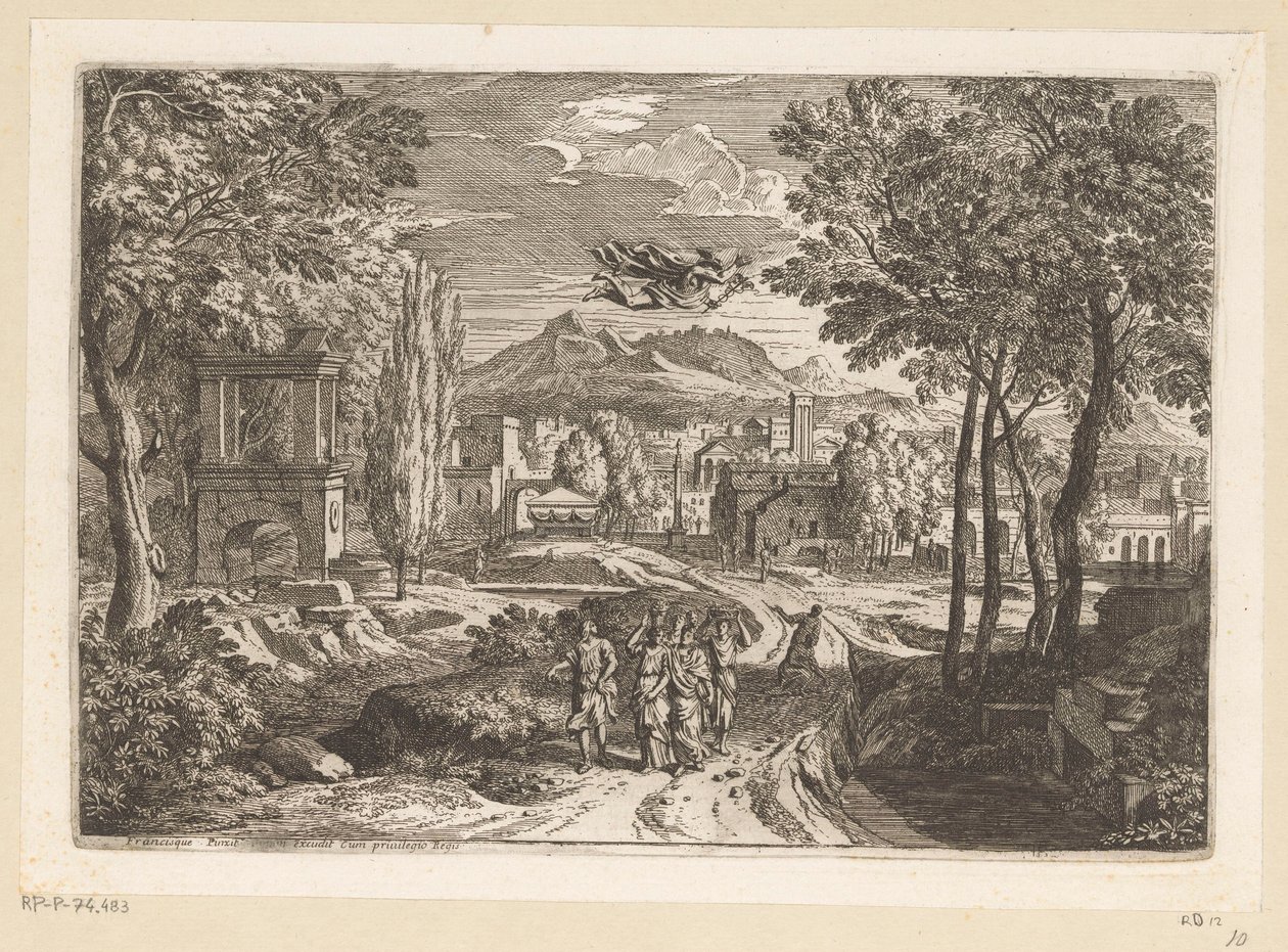 Paisaje arcádico con las hijas de Kekrops Suite de Paysages (título de la serie) de Théodore