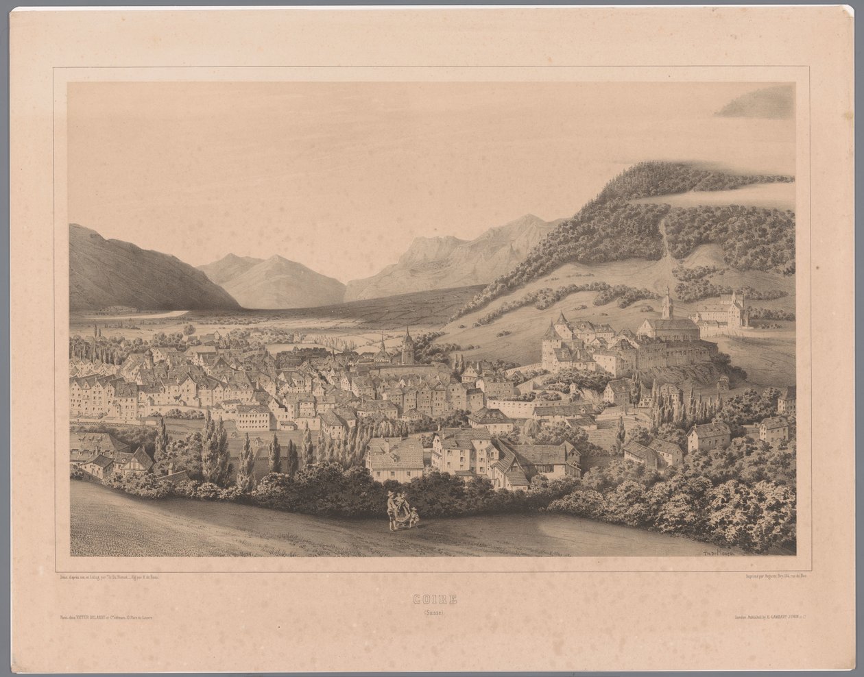 Vista de Chur en Graubünden Coire (Suisse) (título sobre objeto) de Théodore Achille Louis Dumoncel
