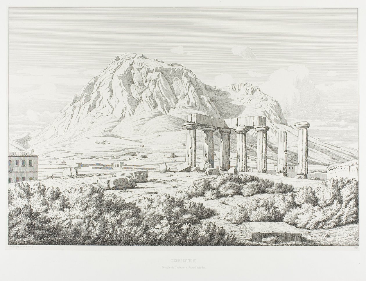 Corinto: Templo de Neptuno y Acrocorinto de Théodore Caruelle d