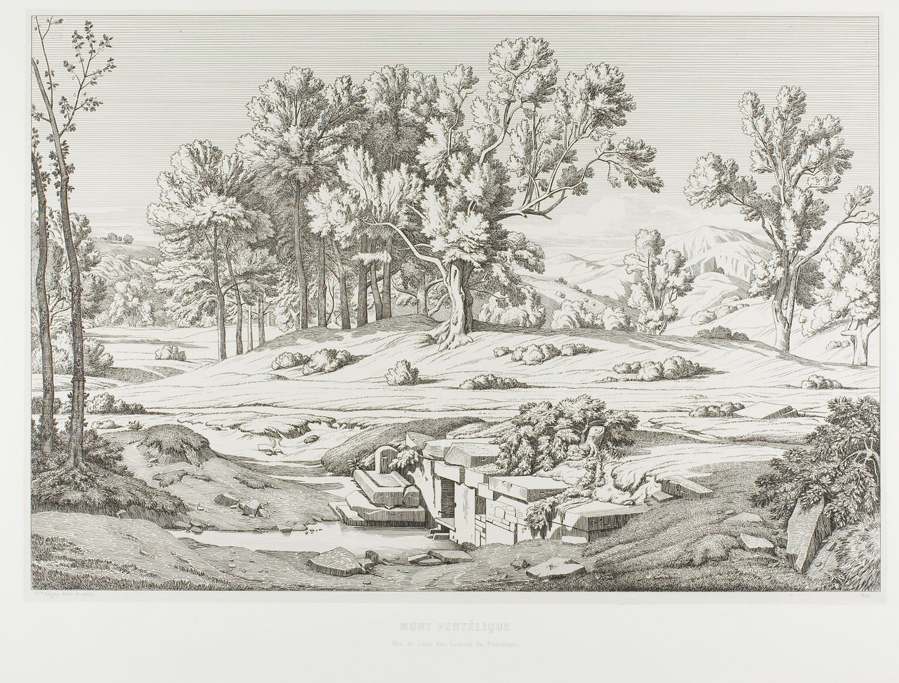 Vista de uno de los manantiales del monte Pentéli de Théodore Caruelle d