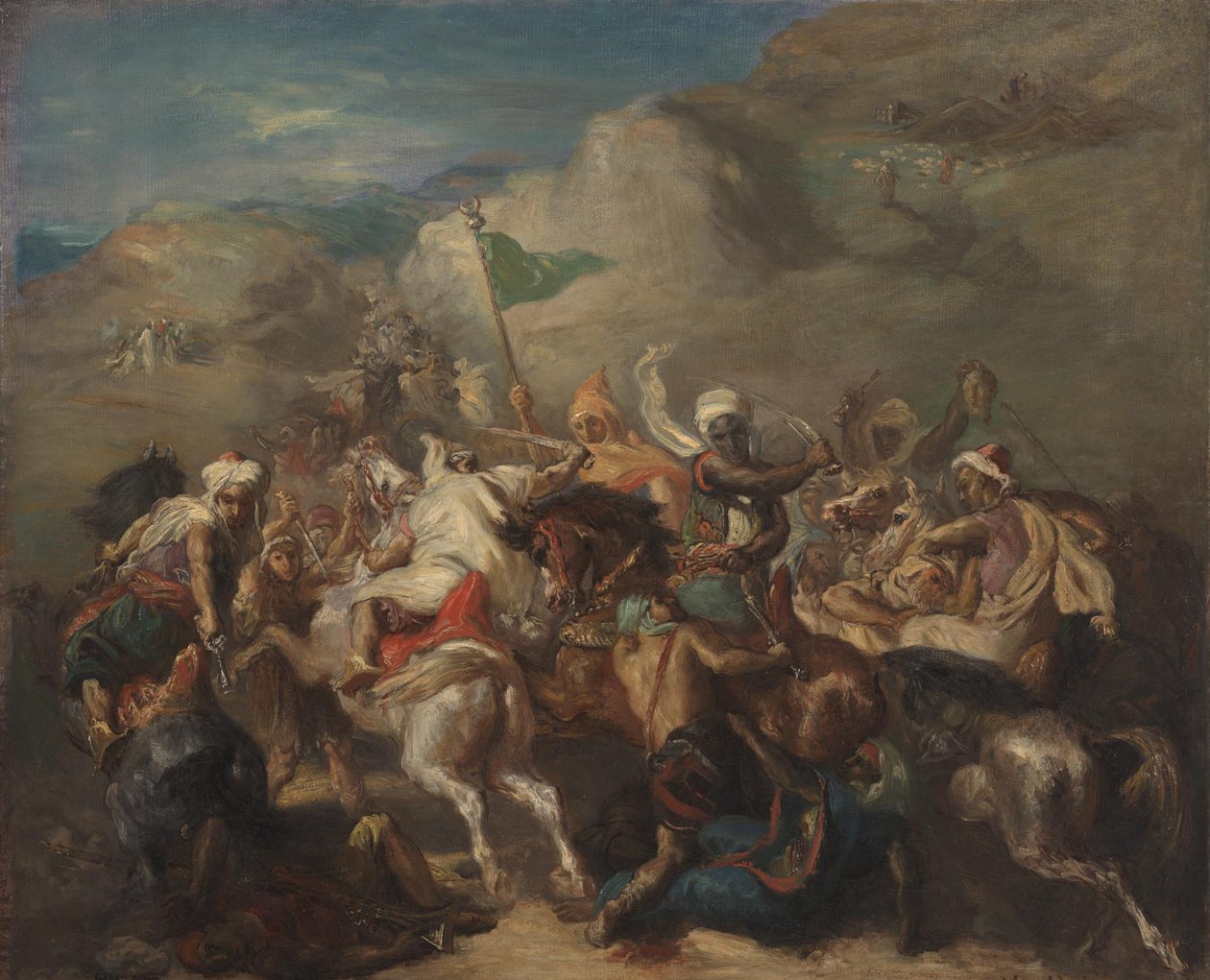 Batalla de jinetes árabes en torno a un estandarte de Théodore Chassériau