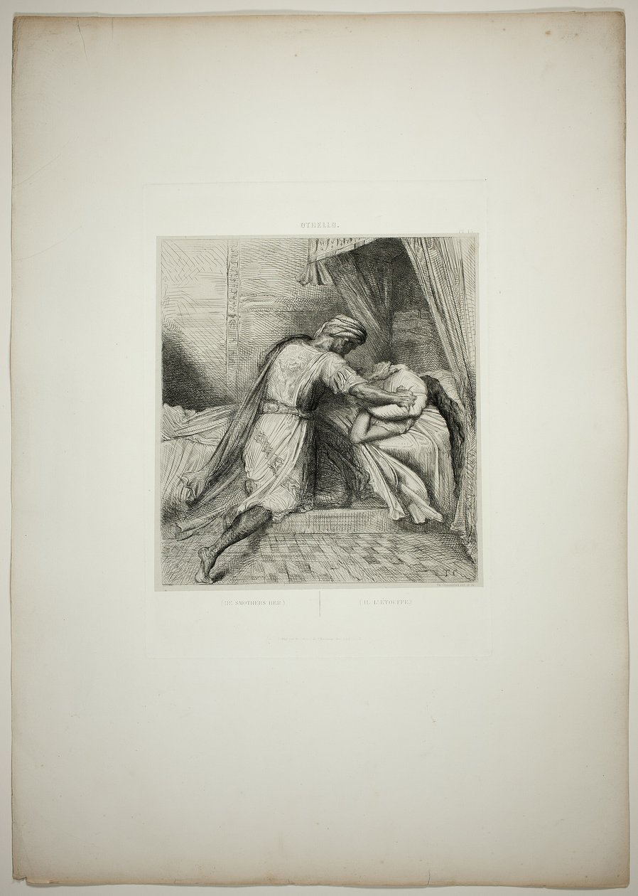 He Smothers Her, placa trece de Otelo de Théodore Chassériau
