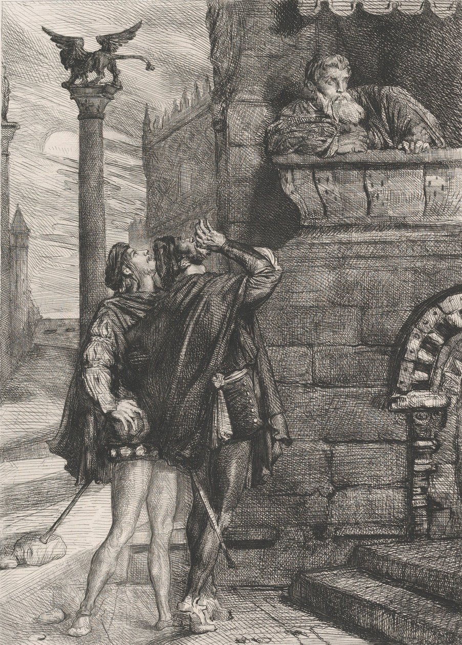 ¡Despierta! ¡qué ho! ¡Brabancio! ¡ladrones! ¡ladrones!: placa 1 de Otelo Acto 1, Escena 1, 1844 de Théodore Chassériau