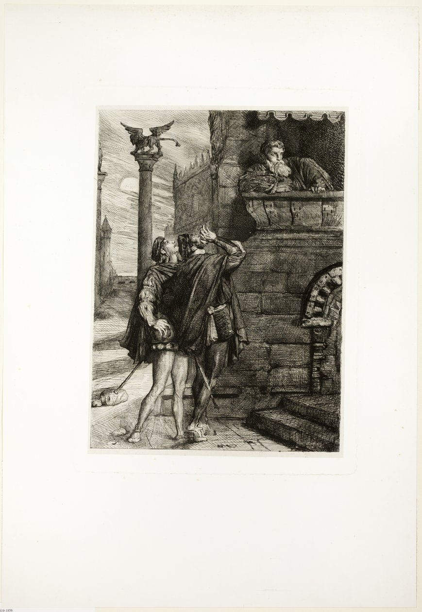 ¡Despierta! ¡Qué ho! ¡Brabancio! ¡ladrones! ¡ladrones!, placa uno de Otelo de Théodore Chassériau