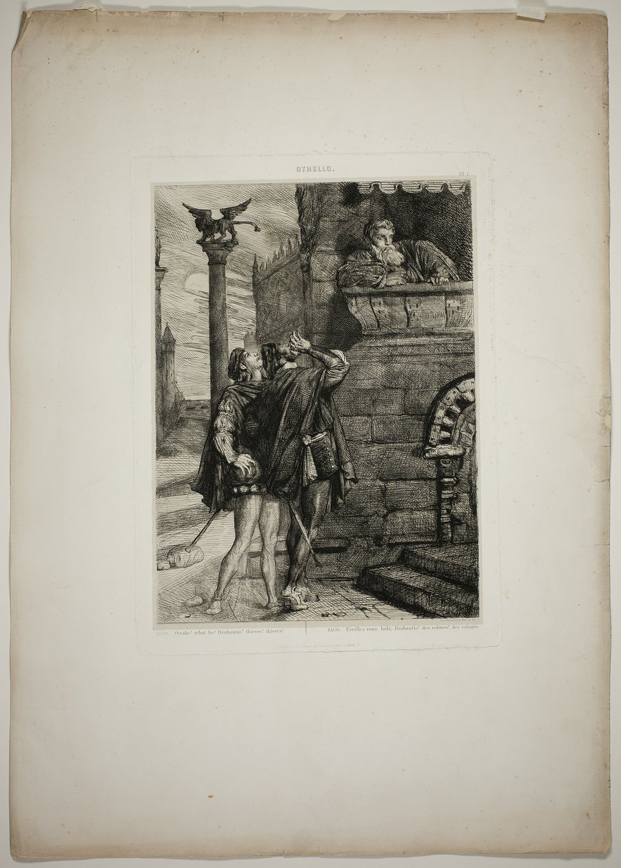 ¡Owake! ¡Qué ho! ¡Brabantio! ¡Ladrones! ¡Ladrones!, placa uno de Otelo. de Théodore Chassériau