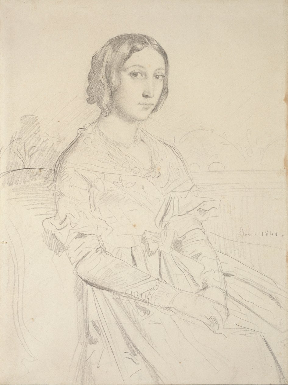 Retrato de una joven, sentada tres cuartos a la izquierda, 1839-1856 de Théodore Chassériau