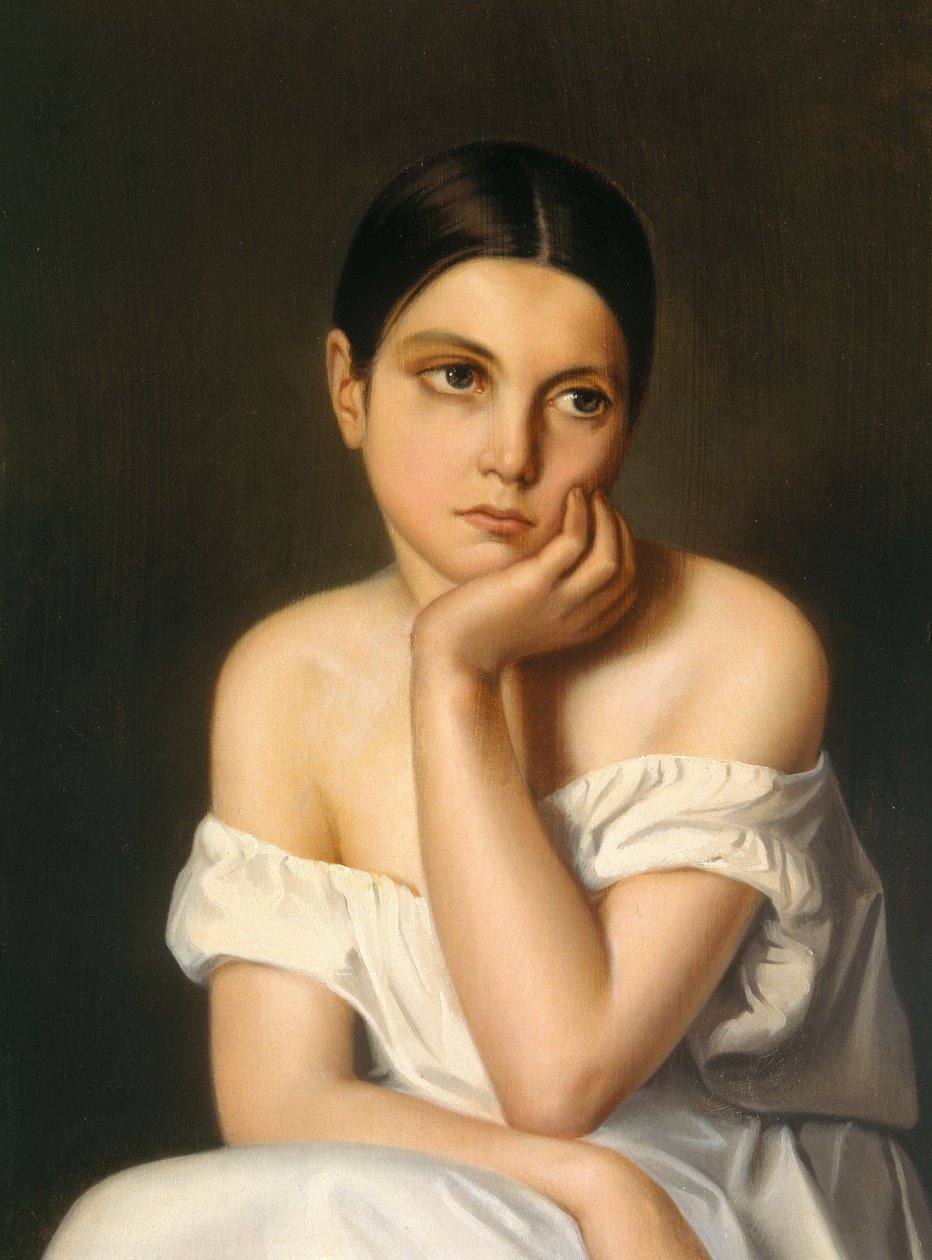Muchacha (Melancolía), c.1833-35 (óleo sobre cartón) de Théodore Chassériau