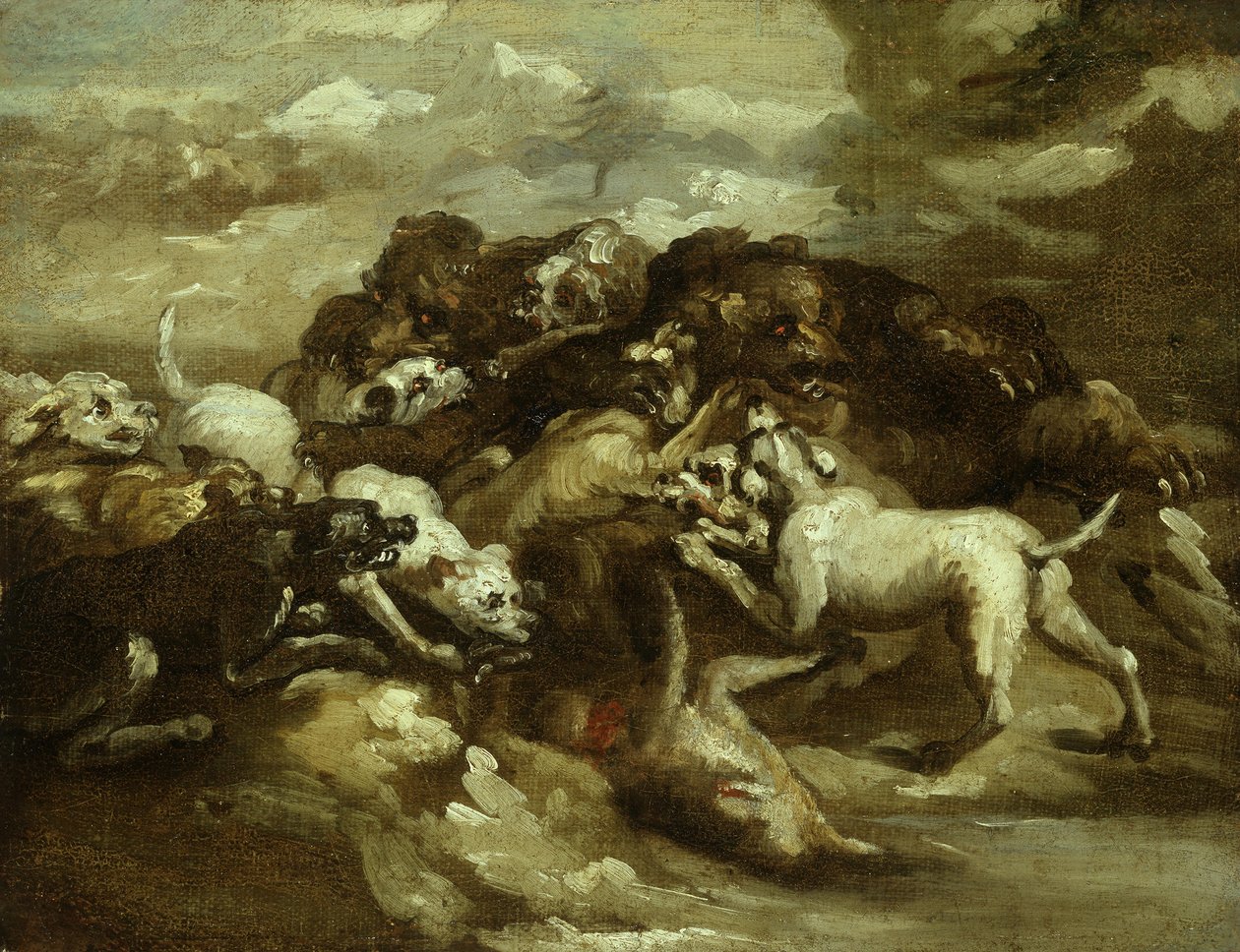 Alemán: Dogs Fighting Bears de Theodore Gericault