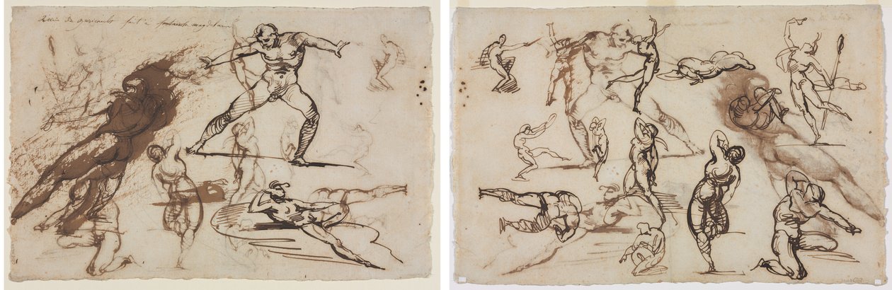 Géricault - Hoja de bocetos (anverso) Hoja de bocetos (reverso), 1819 de Theodore Gericault
