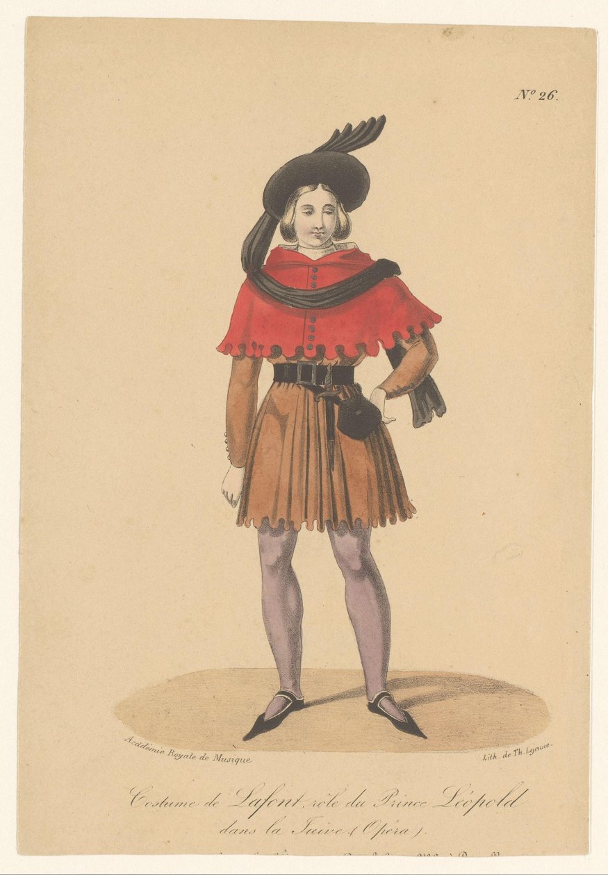 Marcelin Lafont en de rol van prins Leopold en la ópera La Juive Traje de Lafont, papel del Príncipe Léopold en La Juive (Opéra) (título sobre objeto) Actores, actrices en operazangers in hun rol (título de la serie) de Théodore Lejeune