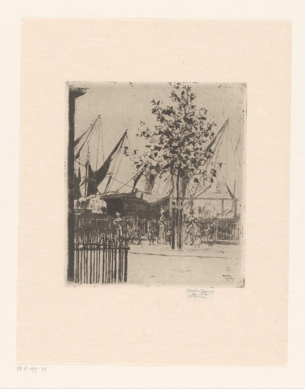 Escena callejera con figuras cerca de un puerto
La esquina de Luna Street, Chelsea Embankment de Théodore Roussel (signed by artist)