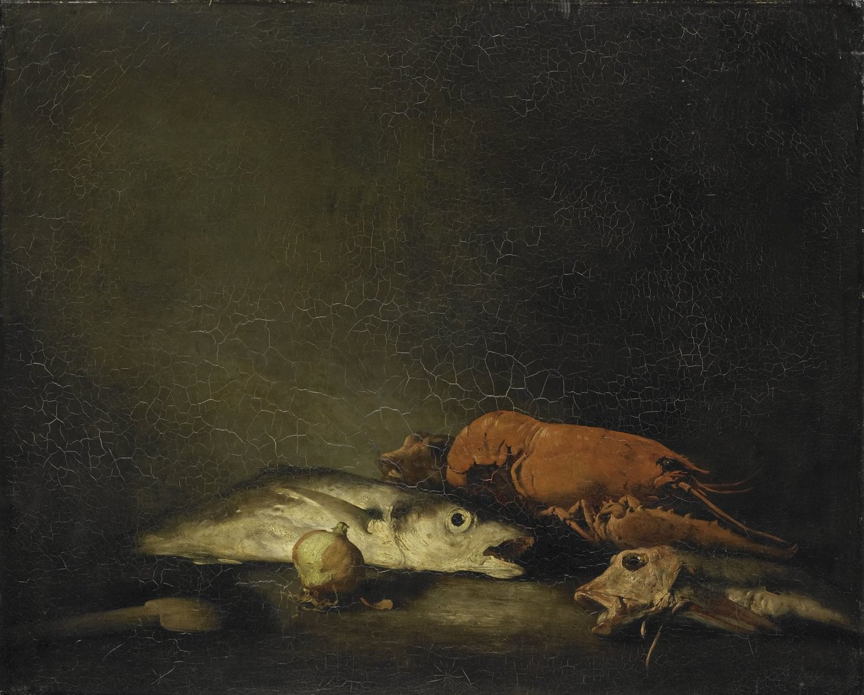 Bodegón con pescado y langosta de Théodule Augustin Ribot
