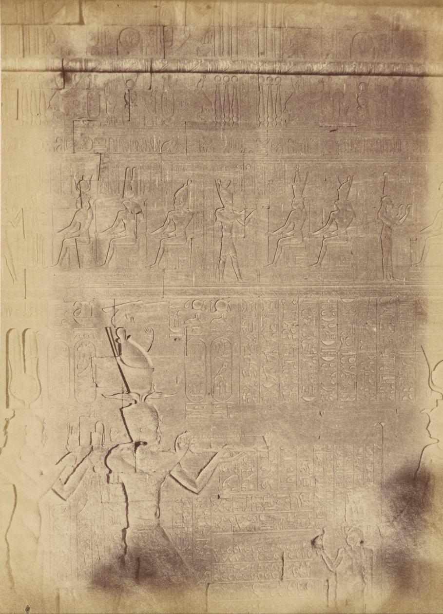 Primer Plano de Inscripciones Jeroglíficas (probablemente del Templo de Edfu) de Théodule Devéria