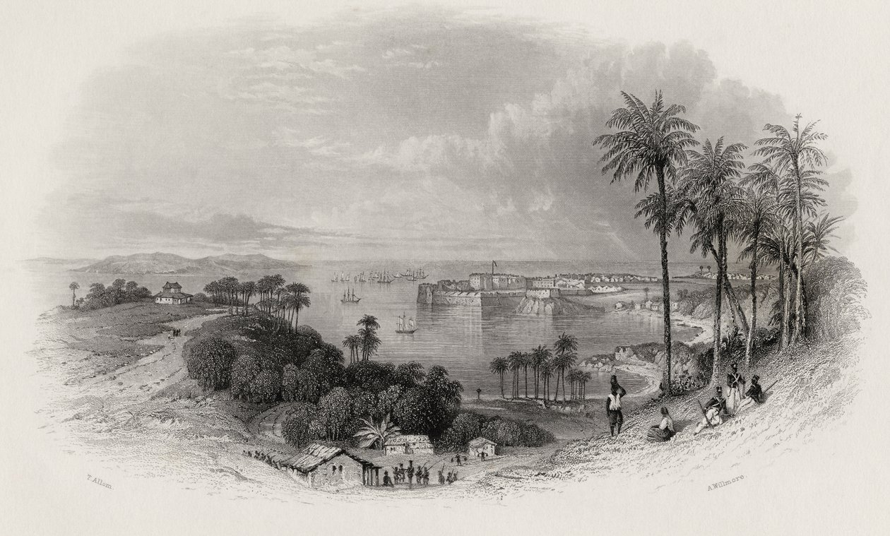 Bombay India, grabado por A. Willmore (1814-88) de Thomas Allom
