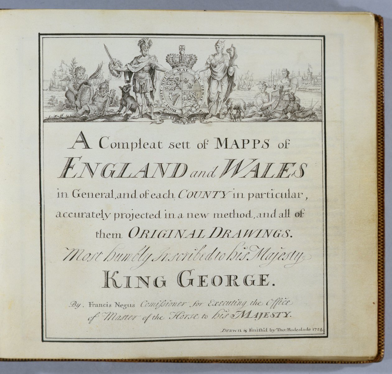 Página de Título de Un Conjunto Completo de Mapas de Inglaterra y Gales en General..., 1724 de Thomas Badeslade