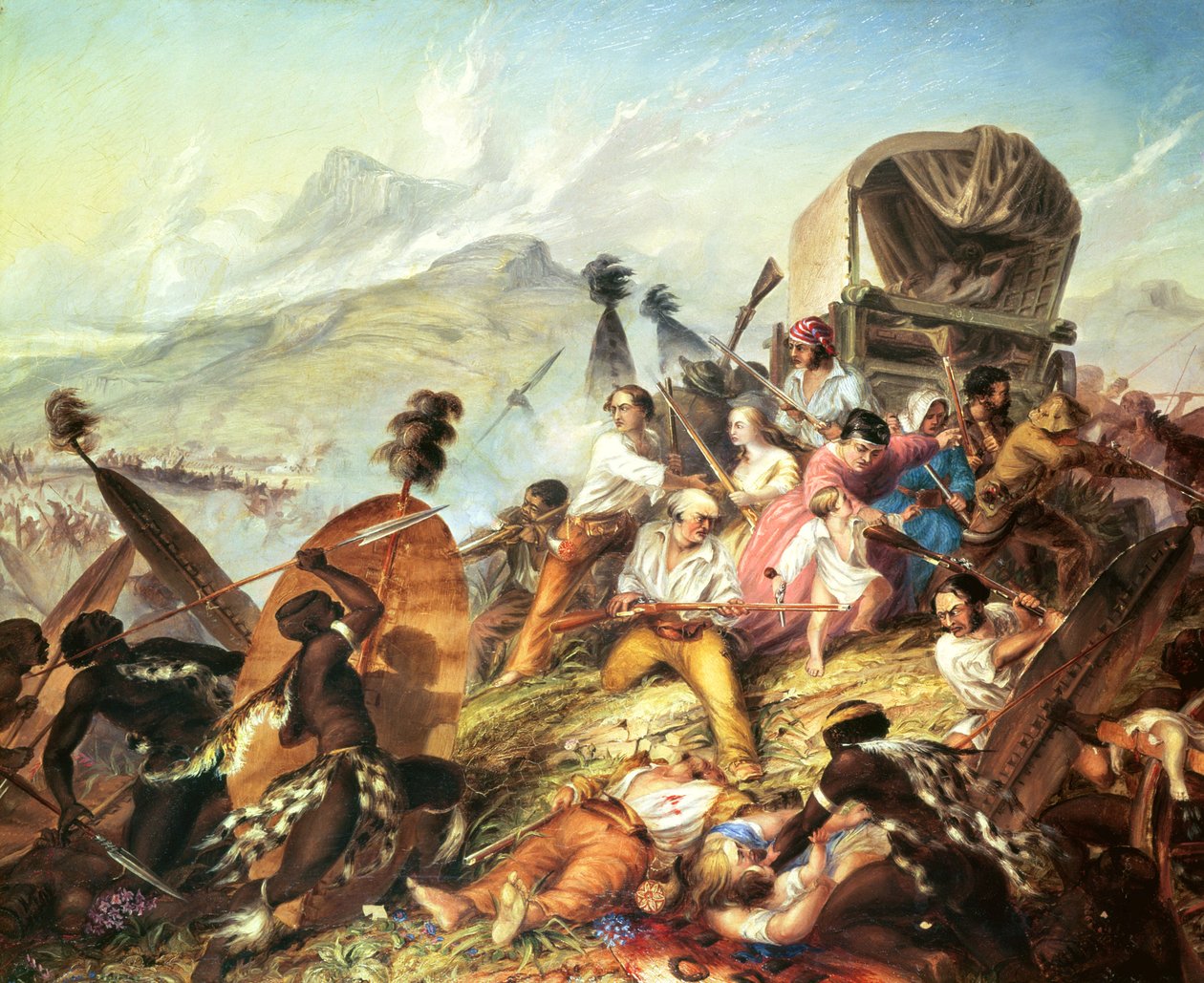 La batalla de Blauwkrantz, 1838 de Thomas Baines