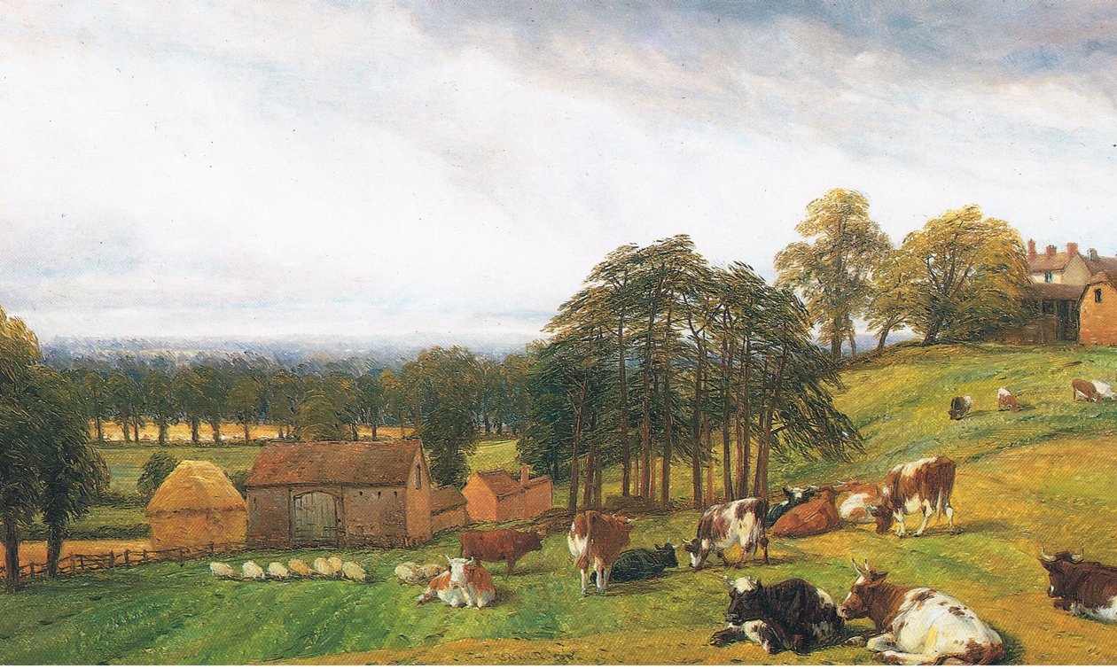 Ganado y ovejas en la Granja Old Park de Thomas Baker