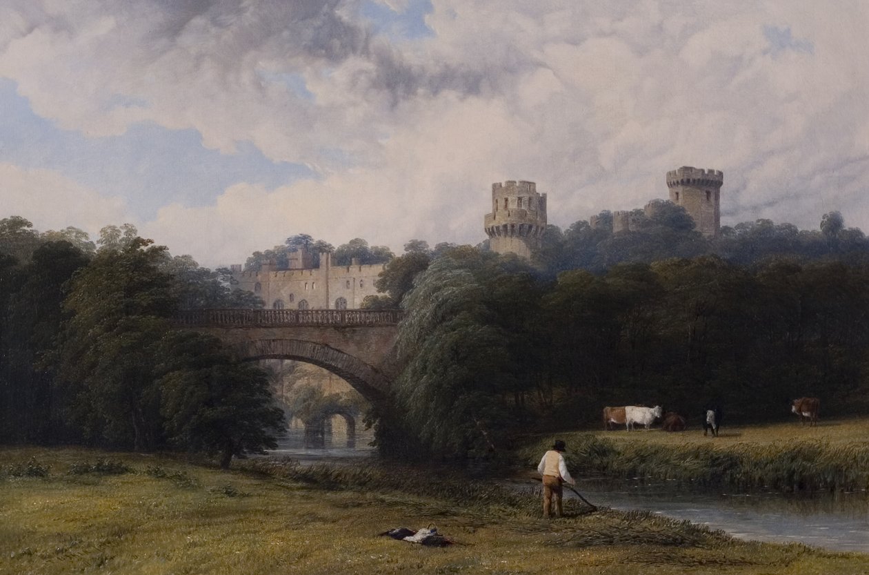 Castillo de Warwick, desde el río, 1842 de Thomas Baker