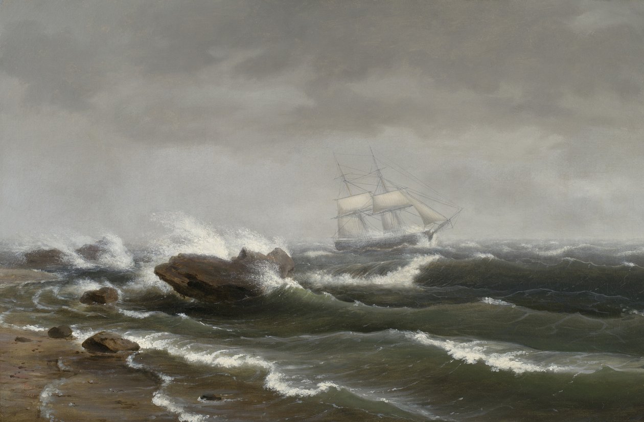 Barco en una tormenta de Thomas Birch