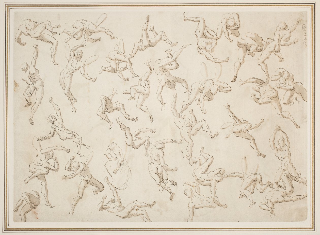 Hoja de estudios de figuras de Thomas Carwitham