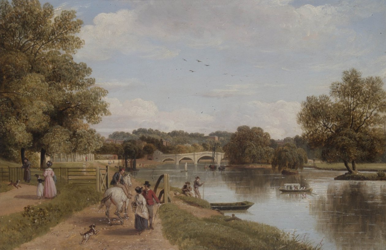 Puente de Richmond desde el camino de remolque, Surrey de Thomas Christopher Hofland