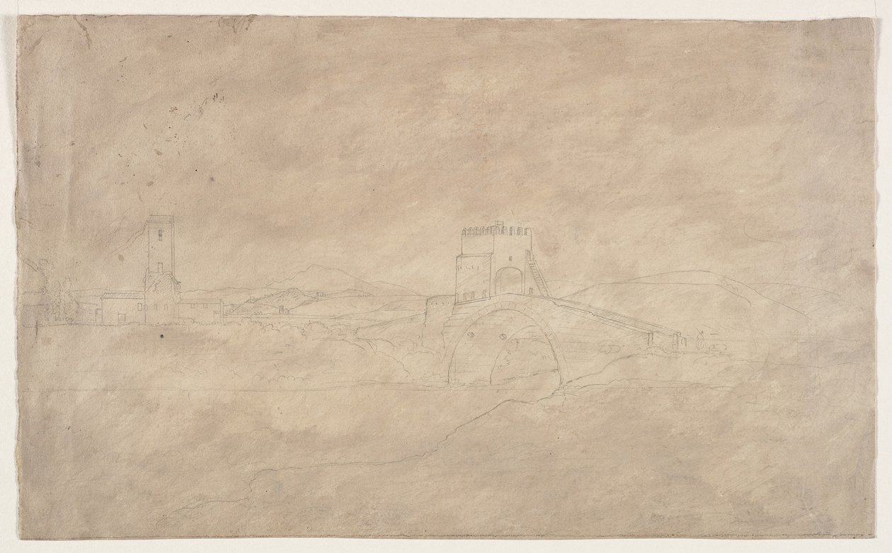 Puente fortificado sobre el río de Thomas Cole