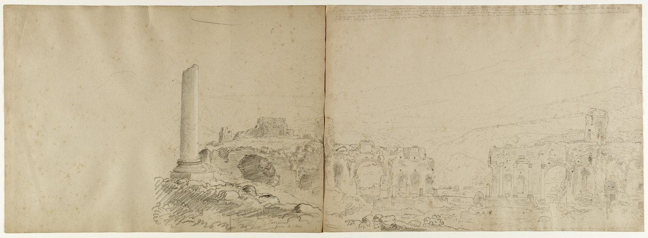 Monte Etna desde Taormina, Sicilia, 1842 de Thomas Cole
