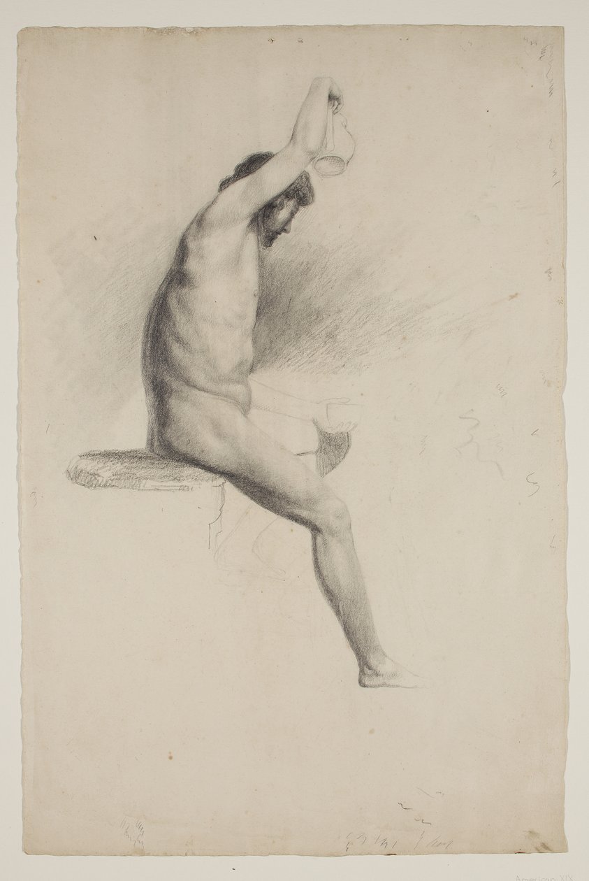 Figura masculina desnuda sentada, c.1832 de Thomas Cole