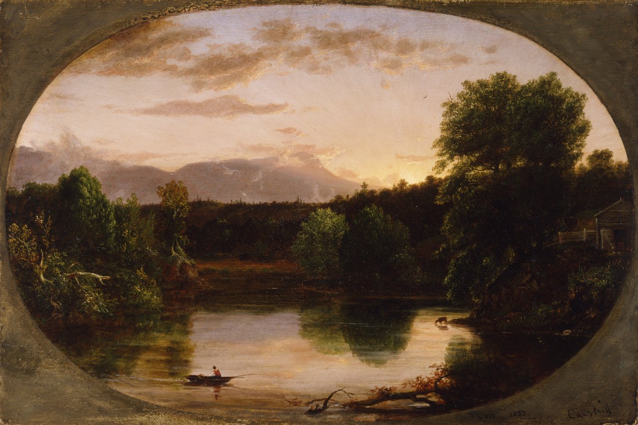 Atardecer, Vista en Catskill Creek, 1833 de Thomas Cole