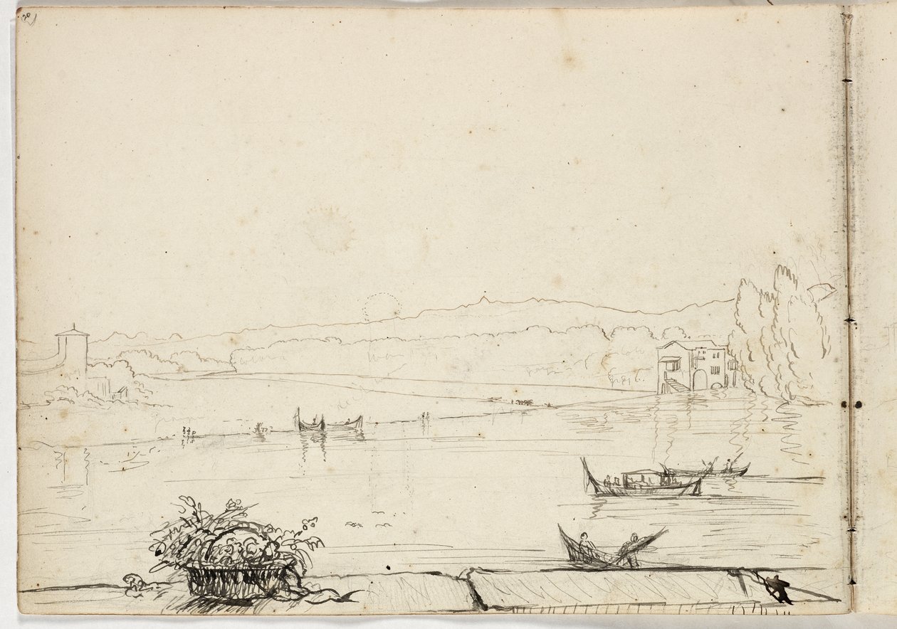 Sin título (estudio de una escena fluvial con barcos) 1831 de Thomas Cole
