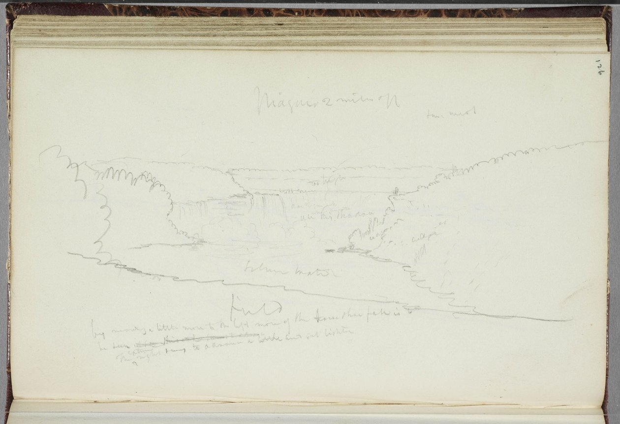 Sin título, paisaje con anotaciones, 1829 de Thomas Cole