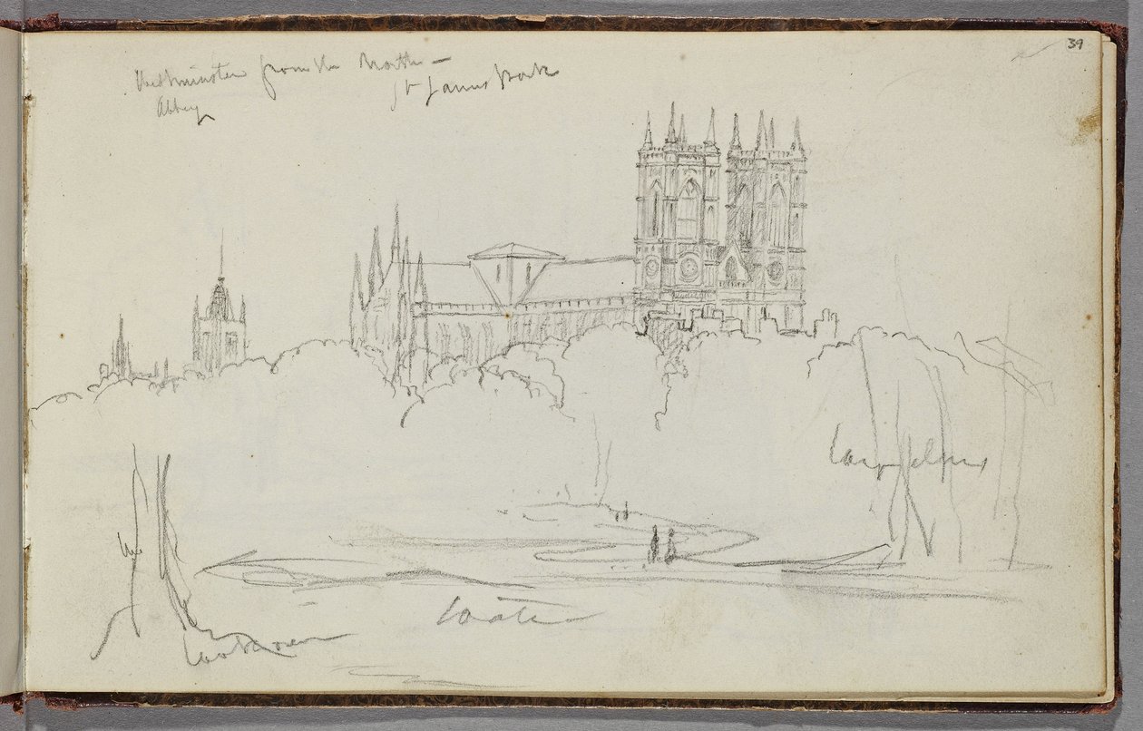 Abadía de Westminster desde el norte, St. James Park de Thomas Cole