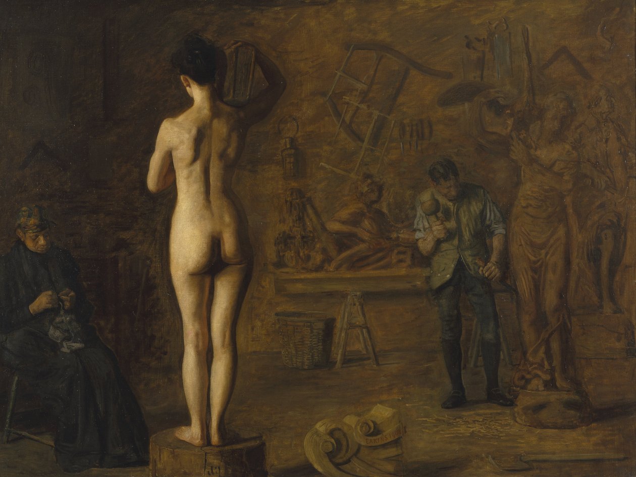William Rush tallando su figura alegórica del río Schuylkill de Thomas Eakins