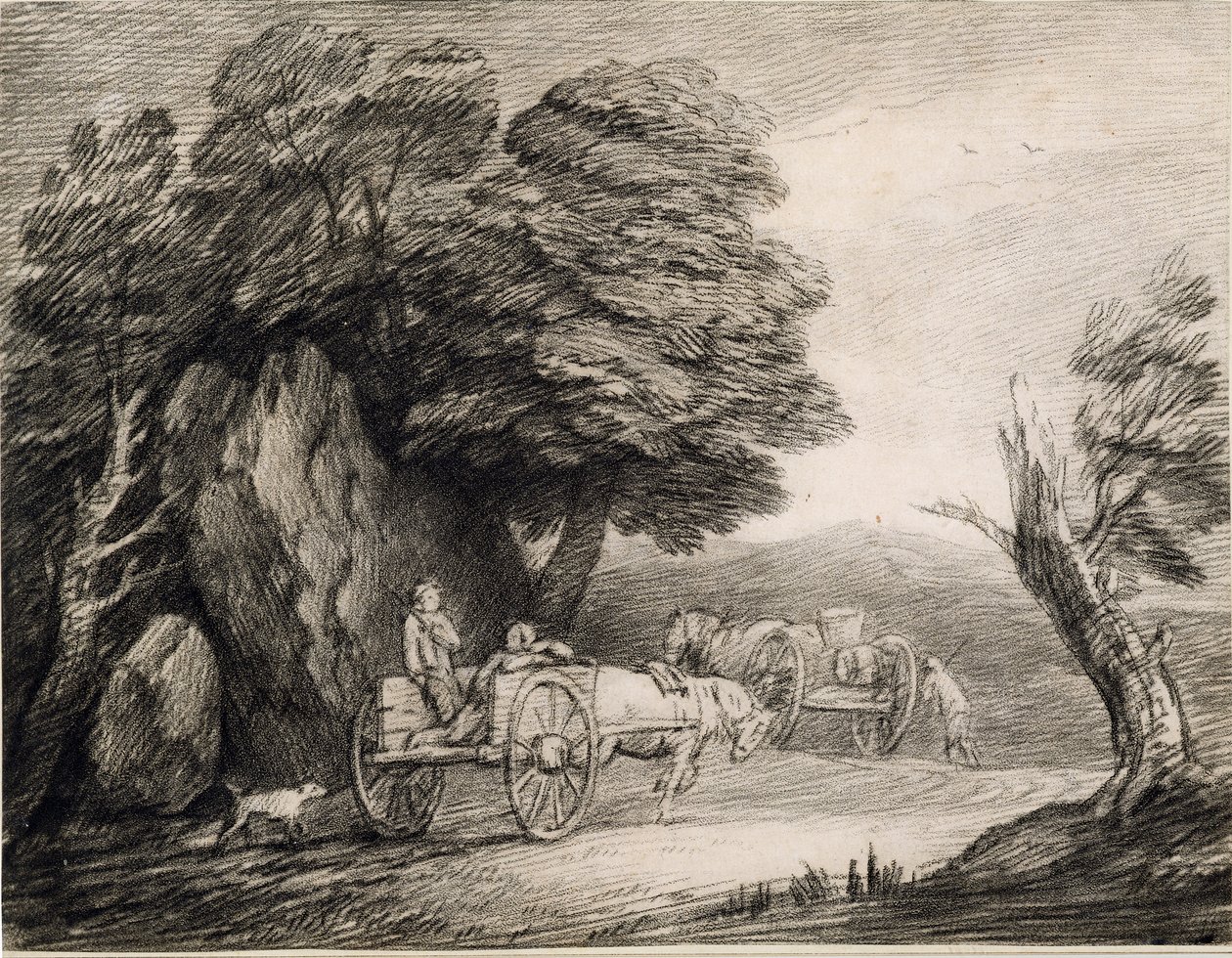 Paisaje boscoso con carros y figuras de Thomas Gainsborough