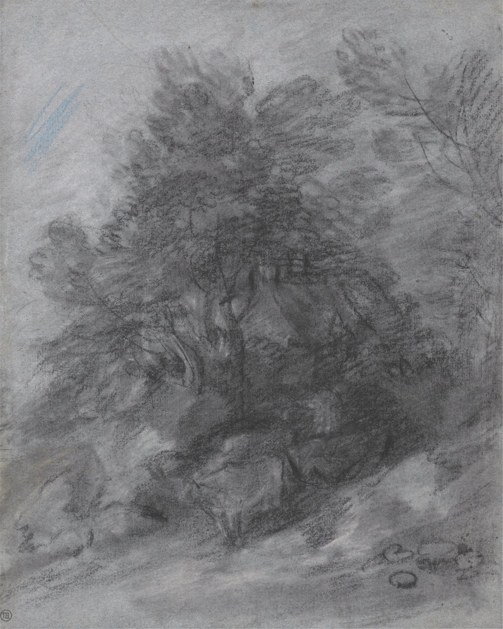 Paisaje boscoso con pastor, vacas y cabaña de Thomas Gainsborough