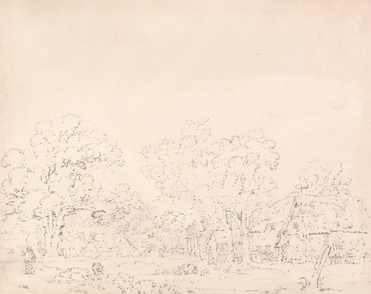Un pueblo en un bosque de Thomas Girtin