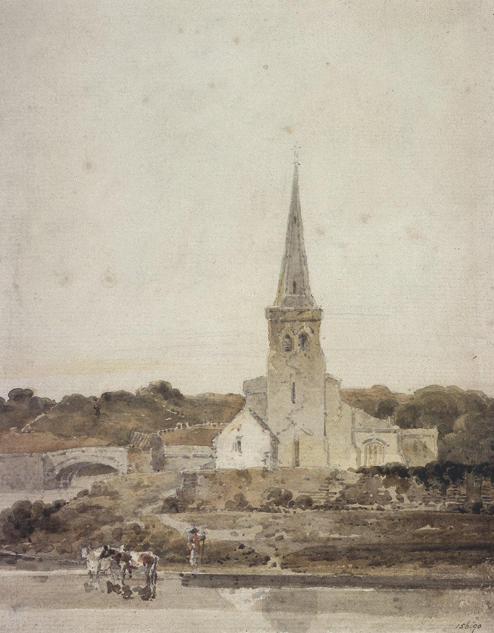 Paisaje con una Iglesia junto a un Río de Thomas Girtin
