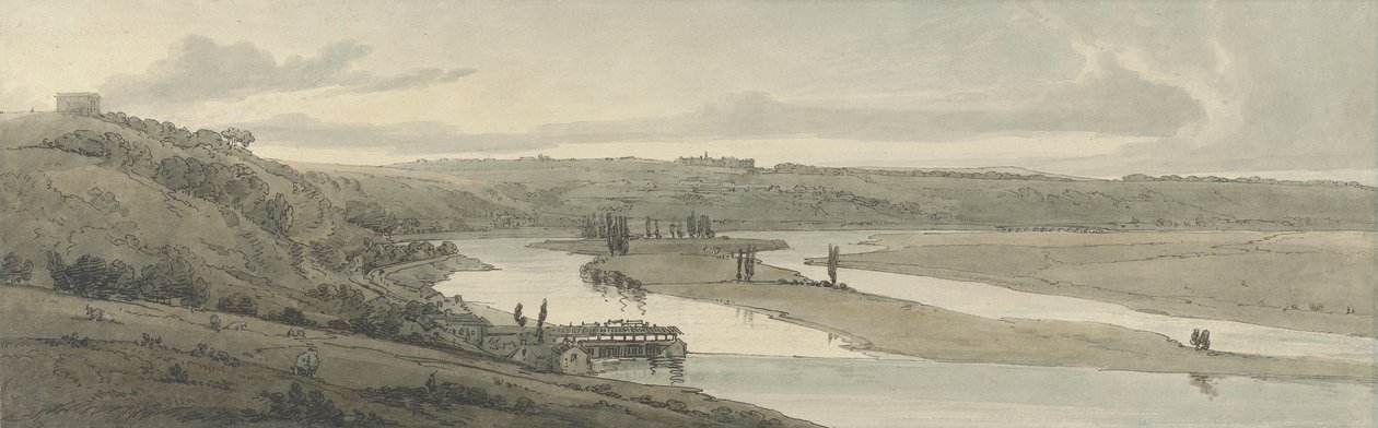 Las Obras Hidráulicas en Marli y St. Germain-en-Laye vistas a lo lejos, 1802 de Thomas Girtin