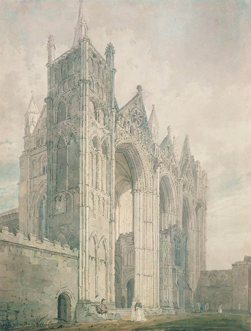 Fachada oeste de la catedral de Peterborough, siglo XVIII de Thomas Girtin
