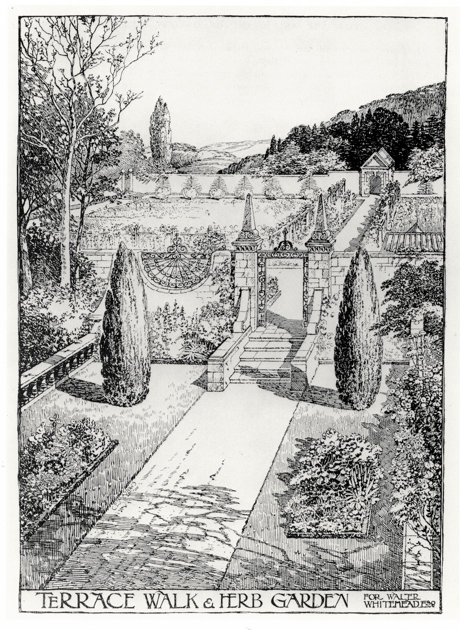 Paseo en terraza y jardín de hierbas, de The Art and Craft of Garden Making de Thomas Mawson, publicado en 1900 de Thomas Hayton Mawson
