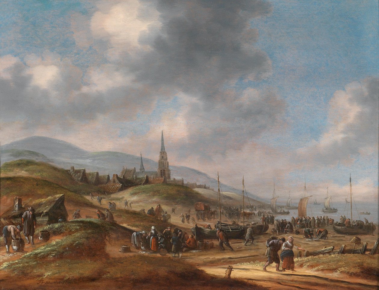 Vista de la playa en Scheveling de Thomas Heeremans