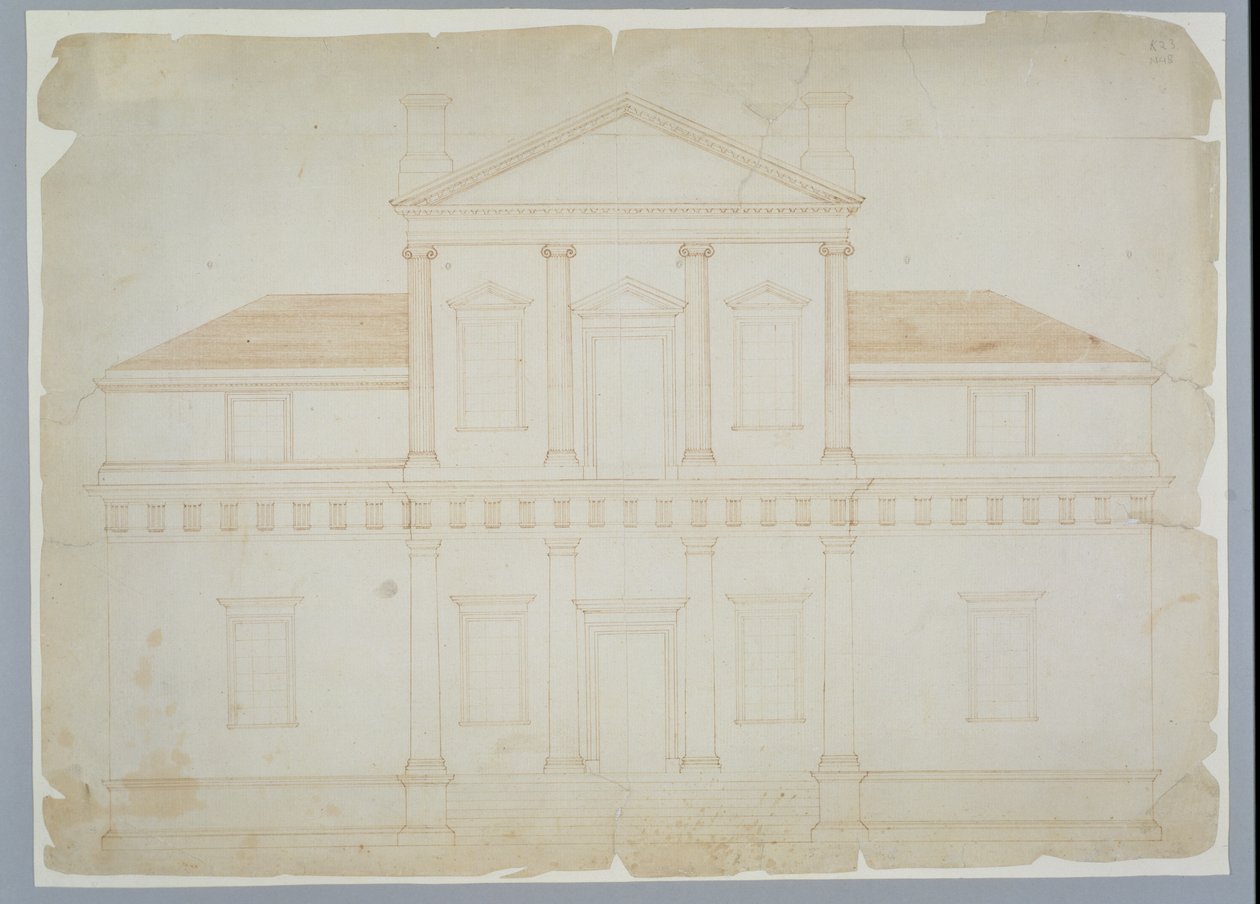 Monticello, Primera Versión (Elevación), probablemente antes de marzo de 1771 de Thomas Jefferson