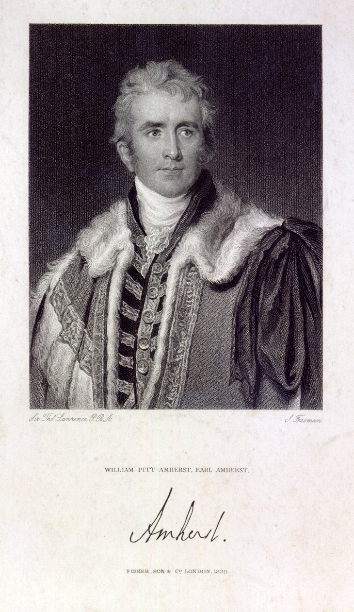 William Pitt Amherst, Conde Amherst de Arracan (1773-1857), grabado por Samuel Freeman (1773-1857), 1829 de Thomas Lawrence