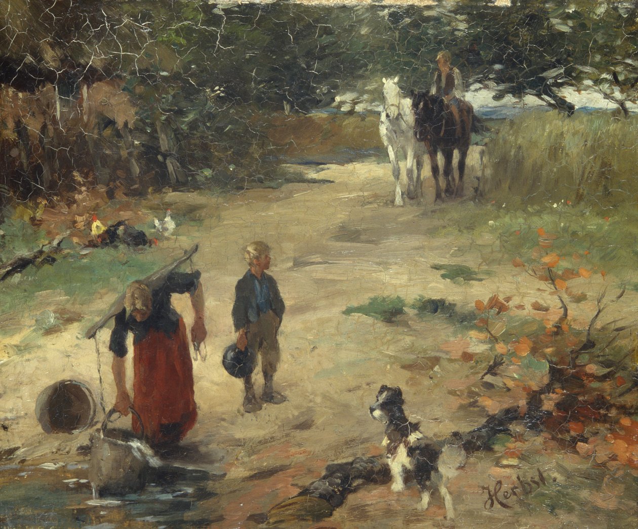 En el estanque del pueblo, c.1888 de Thomas Ludwig Herbst
